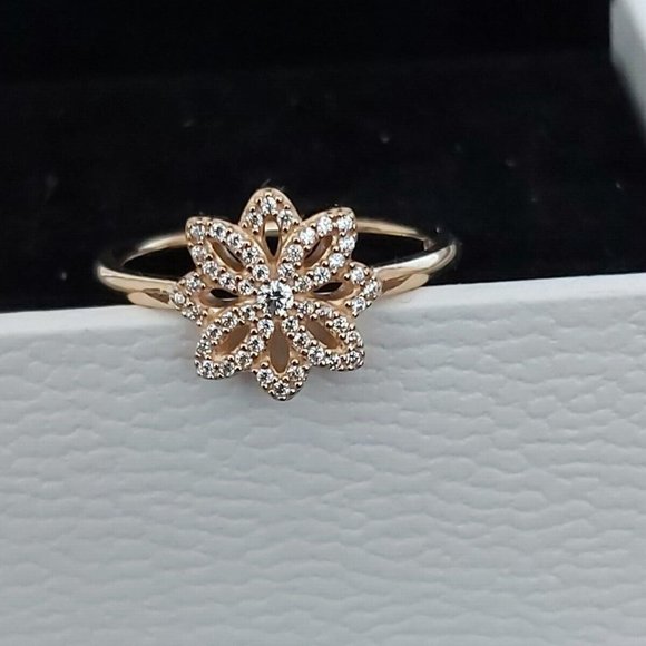Authentic Pandora 14K Gold Lace Botanique Ring wClear CZ 150182CZ-50  Size 5 - Picture 1 of 8